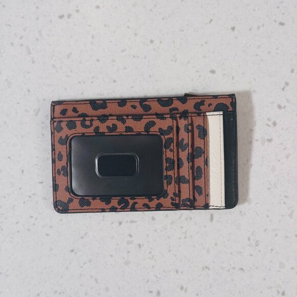 Fossil Logan Faux Leather Wallet Slim Zip Card Case with Keychain - Picture 3 of 4